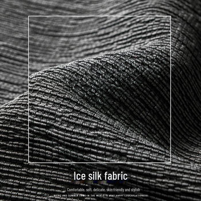 Мужской летний свободный спортивный костюм из двух частей Ice Silk: Рубашка с короткими рукавами и укороченные брюки