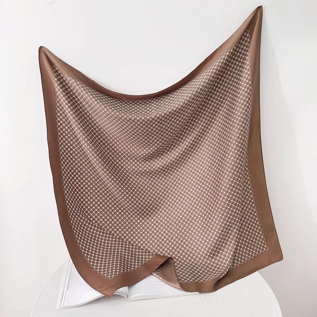 90cm Twill Square Scarf Women Print Shawl Wraps Female Neckerchief Hair Hand Bandana Head Scarves Hijab Echarpe Beach Sunscreen