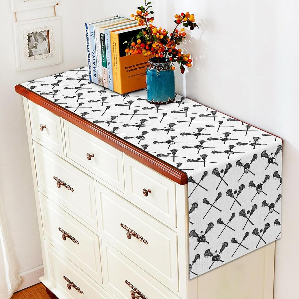 Vohado Lacrosse Table Runner Boy Lacrosse Sports Theme Birthday Party Decoration Classroom Home Kitchen Island Decor