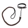 PU Leather Dog Collar Leash Set with Shock Absorbing Spring Braided Dog Training Leash for Medium
