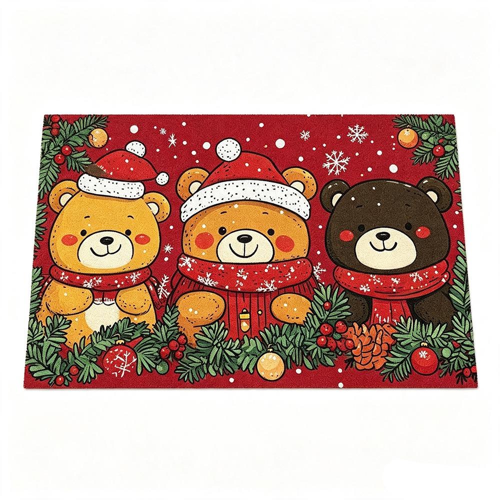 Machine Washable Christmas Door Mat Non-Slip Backing Festive Entrance Rug For Corridors