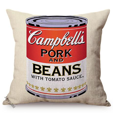 Vintage Canned Pop Art Poster Pattern Decoration Sofa Throw Pillow Case Europe Farm Letter Poster Cotton Linen Car Cushion Cover