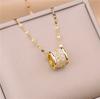 Exquisite Hollow Cylinder Crystal Pendant Necklace for Women New Charm Gold Color Stainless Steel Zircon Korea Jewelry Accessory