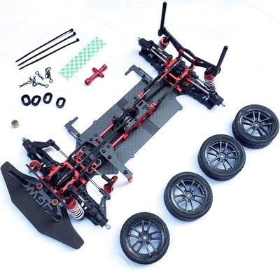 4x4 Углеродное волокно 4WD 1/10 Туристический автомобиль Дрифт на дороге Комплект рамы автомобиля с радиоуправлением Шасси с колесом