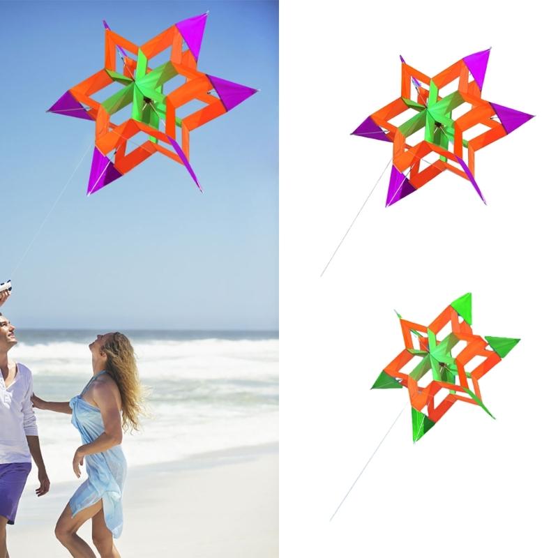 3D Beautiful Lotuses Kites Handcrafted Bright Color Polyester For Outdoor Family Girls Boys Gift Easy To Fly