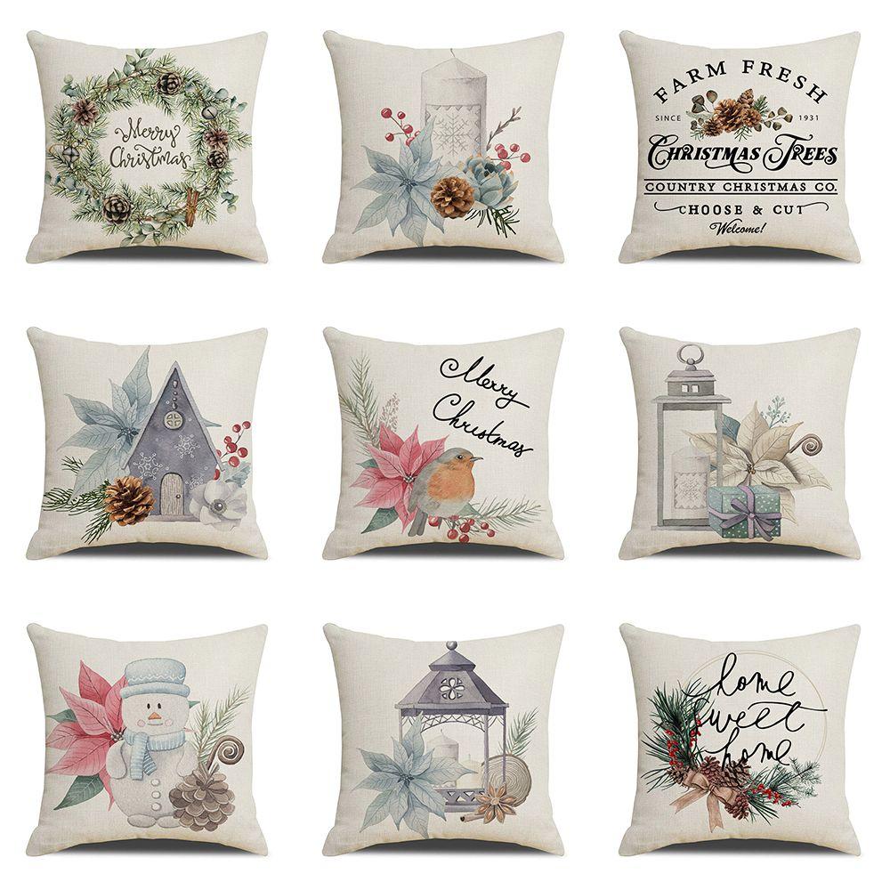 Christmas Gift Home Decorations Cartoon Cushion Cover Pillow Cover Christmas Pillowcase Polyester