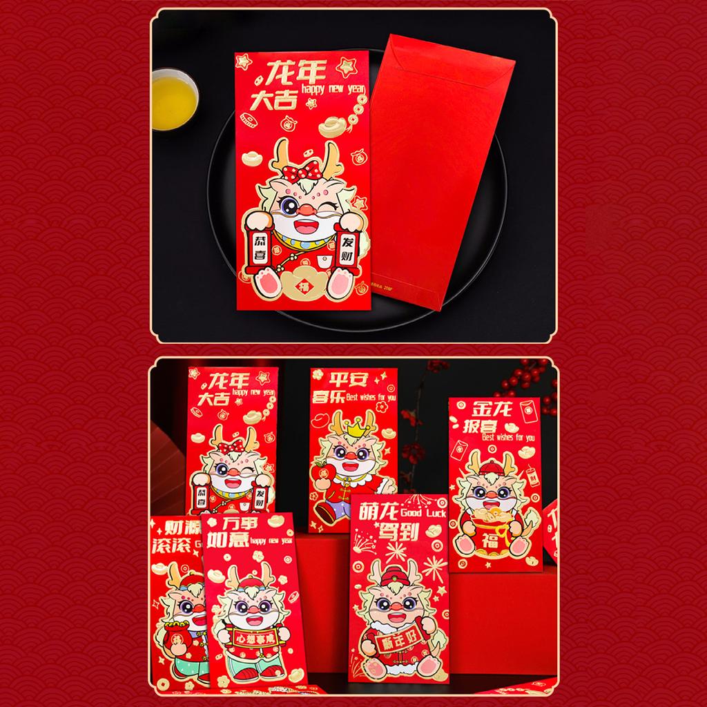 6 упаковок/лот китайские красные конверты традиционные для лунного Нового года компактные и легкие премиум