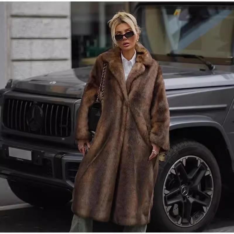 Ew женская одежда осень и зима меховая куртка imitation mink coat женский длинный whole mink меховой воротник mink fur suit collar повседневный