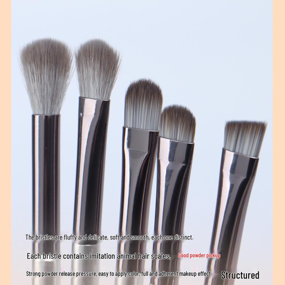 Cangzhou 5-Piece Eyeshadow Brush Set with Storage Bucket – Strong Grip, Minimal Powder Absorption & No Flyaway Powder