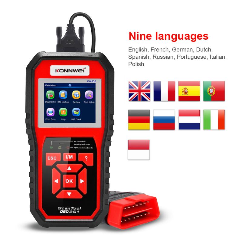 2026 KONNWEI KW850 Full OBD2 Car Scanner Professional Auto Diagnostic Tools Engine System Check Code Reader DTC Lookup Pk Elm327
