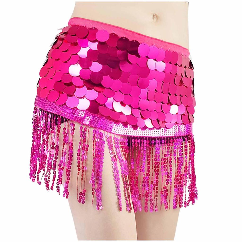 Women's High Waisted Sexy Sequined Half Skirt Waist Accessories Sequined Belly Dance Waist Scarf