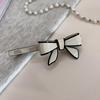 Elegant Acetate Bow Hairpin & Hairband Set - Black and White Clip with Hair Tie.