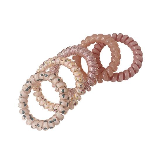 5Pcs Small Spiral Hair Coils High Elastic Ponytail Holder Women Adjustable Phone Cord Hair Ties Versatile Scrunchie Hair Accessories