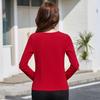 Spring and Autumn Women's Thin Bottoming Temperament Cotton Long-sleeved V-neck T-shirt