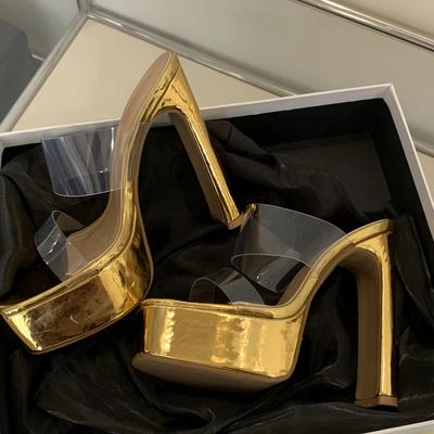 Летние экстремальные туфли с открытым носком на платформе и высоком каблуке женские тапочки из ПВХ прозрачные модные женские туфли