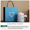 white/blue branch lotus mug with convex lid