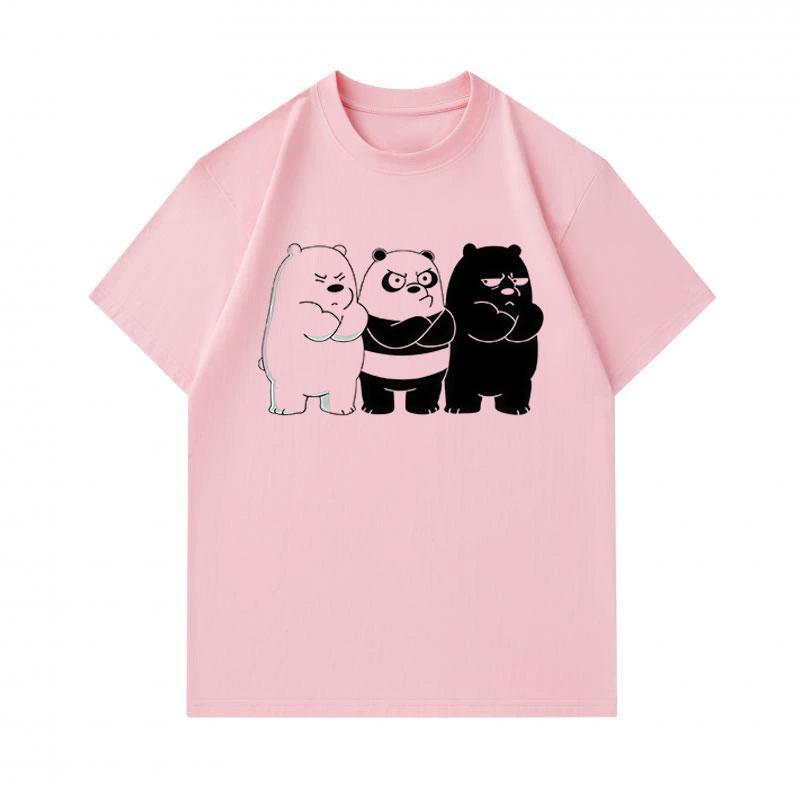 Men's 100% Cotton Crew Neck Short Sleeve T-Shirt, Casual Three Angry Bears Printed Comfortable Summer Loose Fit Tee for Daily Casual Wear, Streetwear