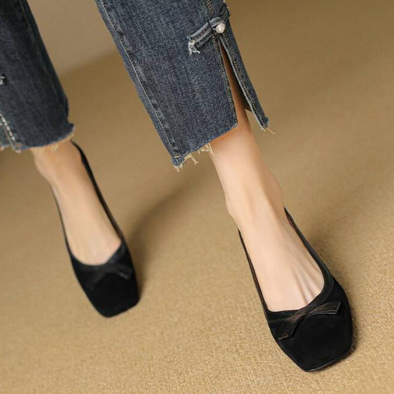 Весна/осень Женская обувь из овечьей замши Туфли для женщин Туфли-лодочки на толстом каблуке с острым носком Туфли Мэри Джейн на танкетке