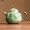 Kiln Changes Green Ceramic Teapot Tea Infuse Tea Kettler Single Pot Filter Pot Afternoon Teas Brewing Utensils Teaware Teapots