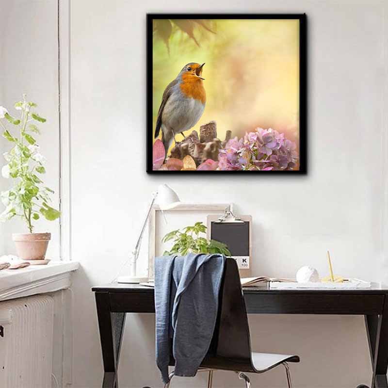 New Arrival 5D DIY Full Circle Diamond Painting "Birds Chirping" Embroidery Cross Stitch Home Decor Gift