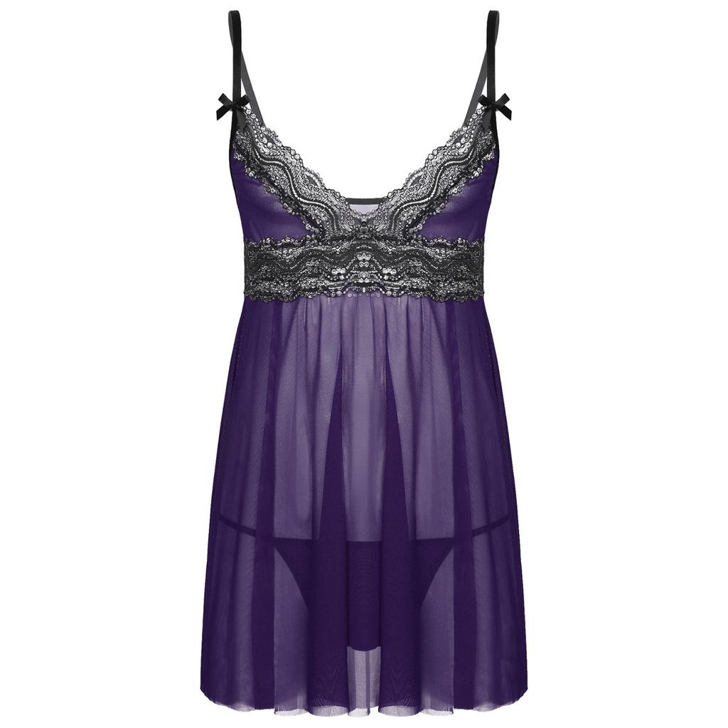 Мужское прозрачное кружевное белье Sissy, регулируемые бретельки, сорочка с глубоким V-образным вырезом, одежда для сна Babydoll