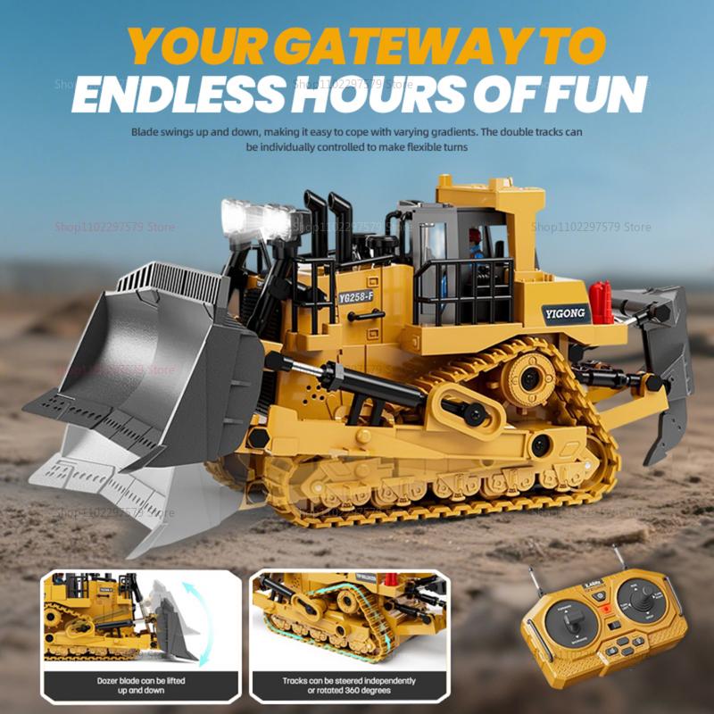Kids Remote Control Car Toys Excavator Dump Truck Bulldozer With Lights Electric RC Vehicle Gift for Boys and Girls Outdoor Play