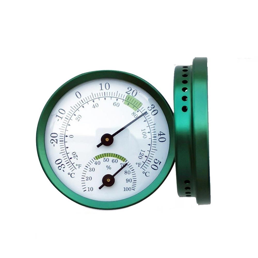 2 in 1 Gauge Mini Pointer Thermometer No Battery Required Diameter 58MM Temperature Meter Metal Case -30℃~50℃ Range