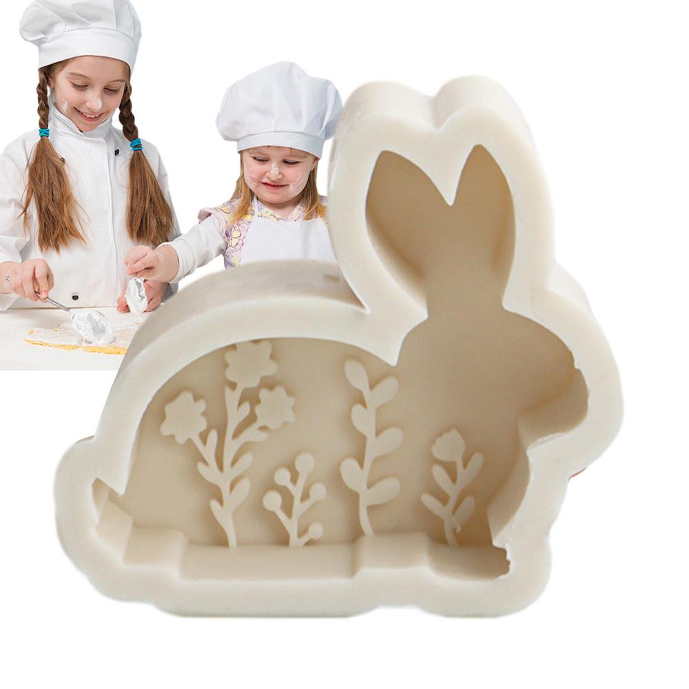 Формы Пасхального Кролика Силиконовые для литья смолы Форма Кролика для изготовления свечей Гибкие поделки Формы из смолы Декор стола Изготовление свечей