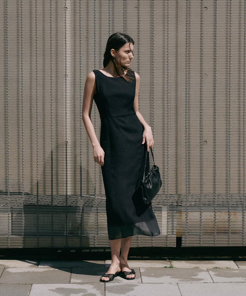 Lamerei Boat Neck Sleeveless Dress[Lmbfsu25Dr5808]-Black
