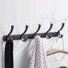 Черные алюминиевые двойные крючки, вешалка для одежды, бытовая одежда для ванной комнаты, брелок для полотенец, подвесные настенные крючки