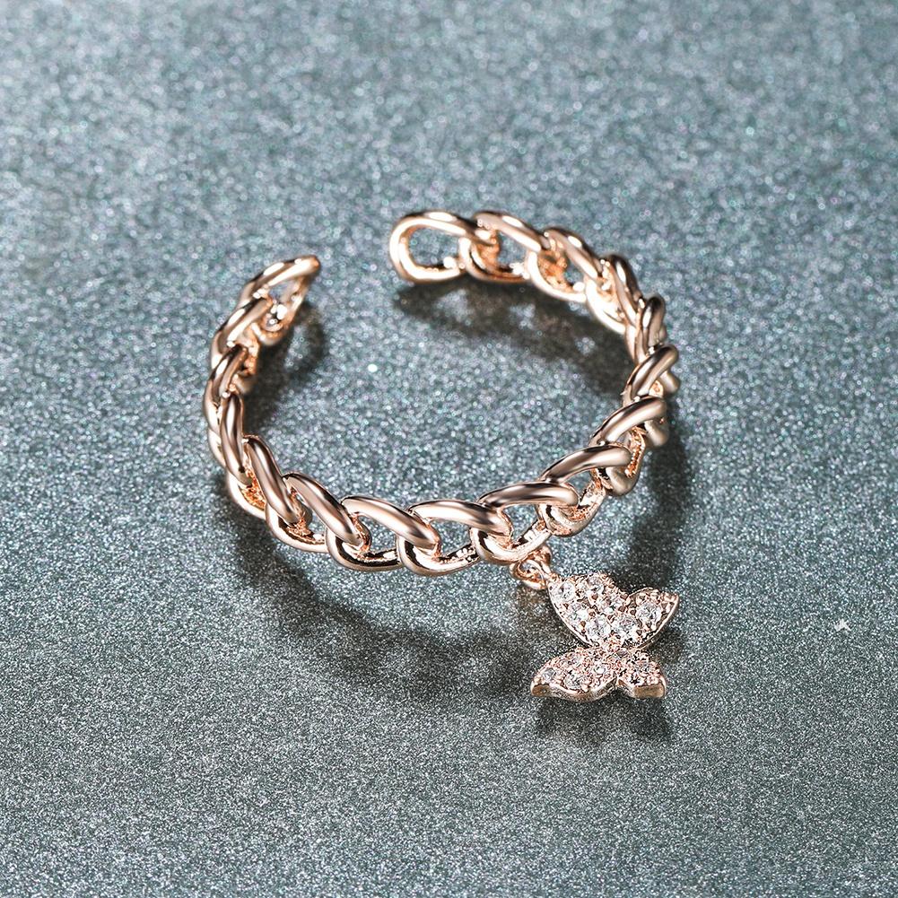 Белый драгоценный камень, серебро/розовое золото, цвет в форме бабочки, модные женские ювелирные изделия, кольцо, кулон, роскошное открытие, регулируемые кольца