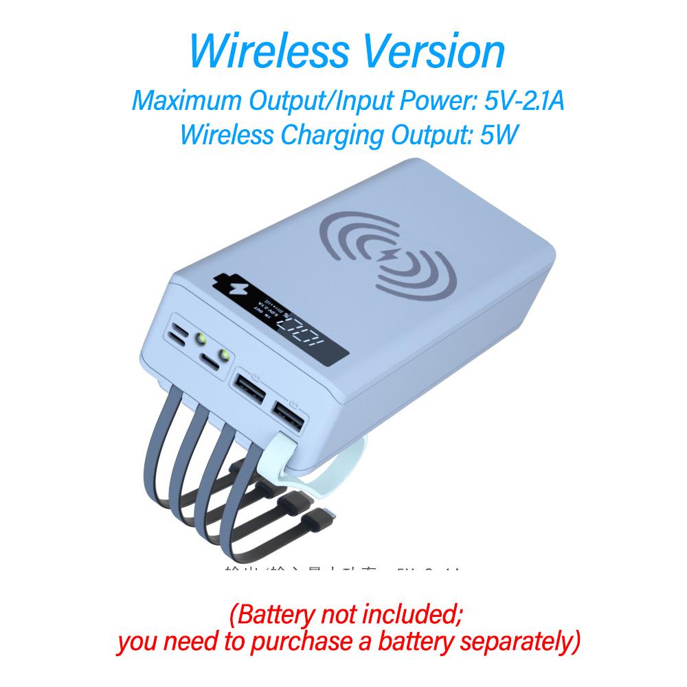 Built‑in 4‑Wire Detachable No‑Welding 16 Cells 18650 Power Bank Shell Kit DIY Mobile Power Supply Module without 18650 battery
