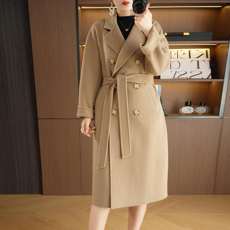 Женское пальто из 100% шерсти TIDENOVEL Осеннее шерстяное длинное пальто Ручной работы Пальто-бушлат Зимняя теплая шерстяная длинная куртка Пальто