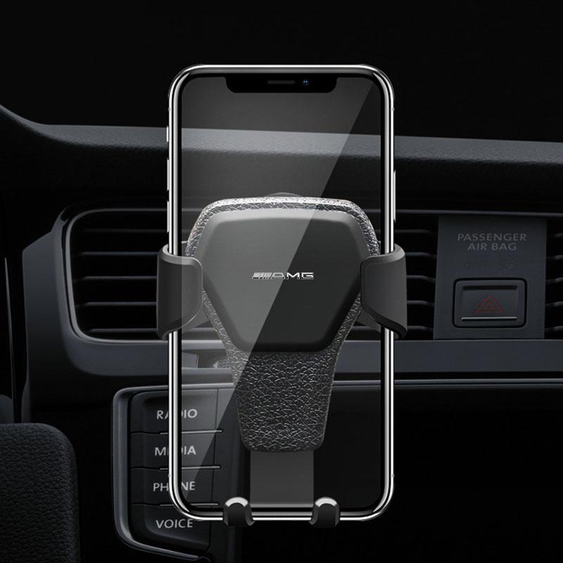 Car Phone Holder Air Vent G-Sensor Smartphone GPS Stand For Mercedes Benz AMG W212 W205 W246 W177 W176 W213 GLC GLE GLS ML Welcome Laser Lamp