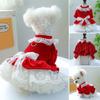 Princess Dress Bow Tie Lace Trim Breathable Mesh Stitching Chihuahua Dog Clothes for Small