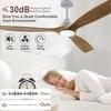 Natural Wood 42 52 60 Inch Ceiling Fan with Light Remote Control Quiet DC Motor Ventiladores De Techofor for Bedroom Living Room
