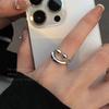 Smiling Metal Texture Open Ring - Trendy, All-Match Design for Women