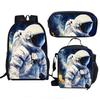 Classic Popular Funny astronaut 3D Print 3pcs/Set pupil School Bags Laptop Daypack Backpack Crossbody Lunch bag Pencil Case