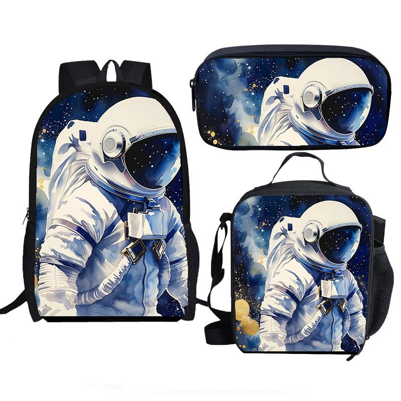 Classic Popular Funny astronaut 3D Print 3pcs/Set pupil School Bags Laptop Daypack Backpack Crossbody Lunch bag Pencil Case