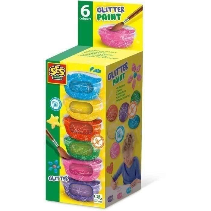 Gouache a paillettes (6x45ml) - SES CREATIVE - Colouring and painting - Activité manuelle - Idée cadeau - Age : 3+