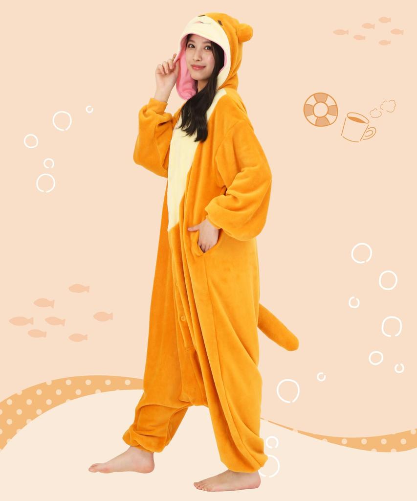 Fleece Animal Kigurumi Costume for Asian Kotsun [SAZAC] Adults, Unisex, Small-Clawed Otter,