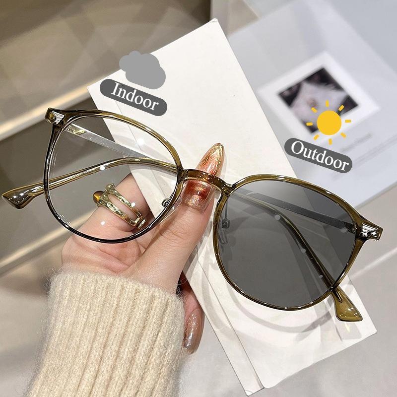 Стильные фотохромные очки для близорукости Женские модные оправы Рецептурные линзы Для улицы Защита от УФ лучей Солнцезащитные очки Очки от -1.25 до -6.0