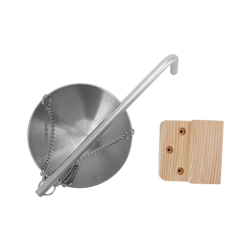 Sauna Bowl Stainless Steel Hanging Aromatherapy Oil Cup with Wooden Block for Sauna Room S 12cm