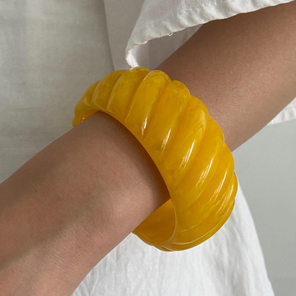 Золотой Неправильной Формы Широкий Браслет Богемный Ретро Кольцо на Руку Преувеличенный Акриловый Браслет Подарок Другу