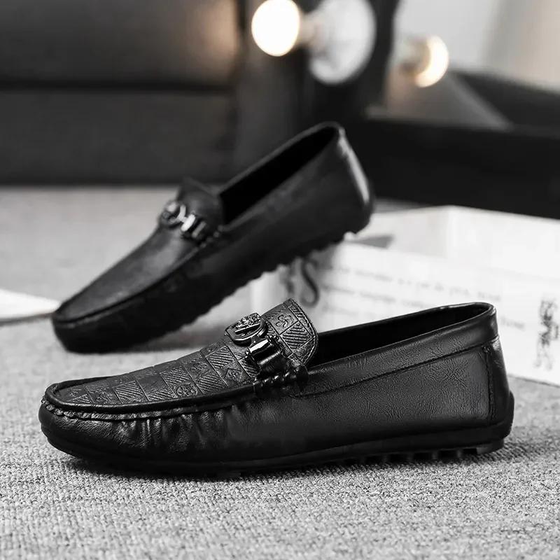 Высококачественные кожаные лоферы Мужская повседневная обувь Мокасины Слипоны Мужские балетки Модная мужская обувь для лодки Мужские туфли для вождения Hombre
