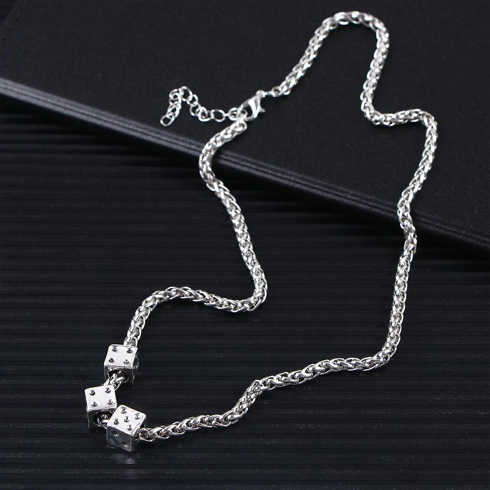 Цепочка из костей, витая цепочка, корейское колье на ключицу, мужские ожерелья, женские панк-ожерелья, кулон в виде игральных костей