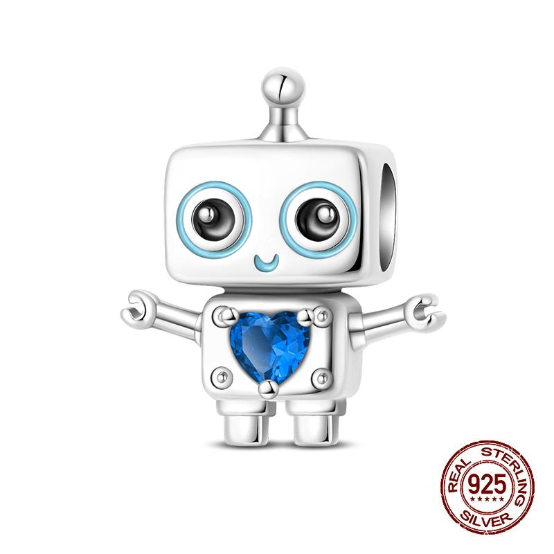 Cute Charm Bead Charms copper Authentic Compatible With Bracelets Monsters Robot Dog Chinese Panda Bead Charms Charm Bead Charms Ideal For Women Do It