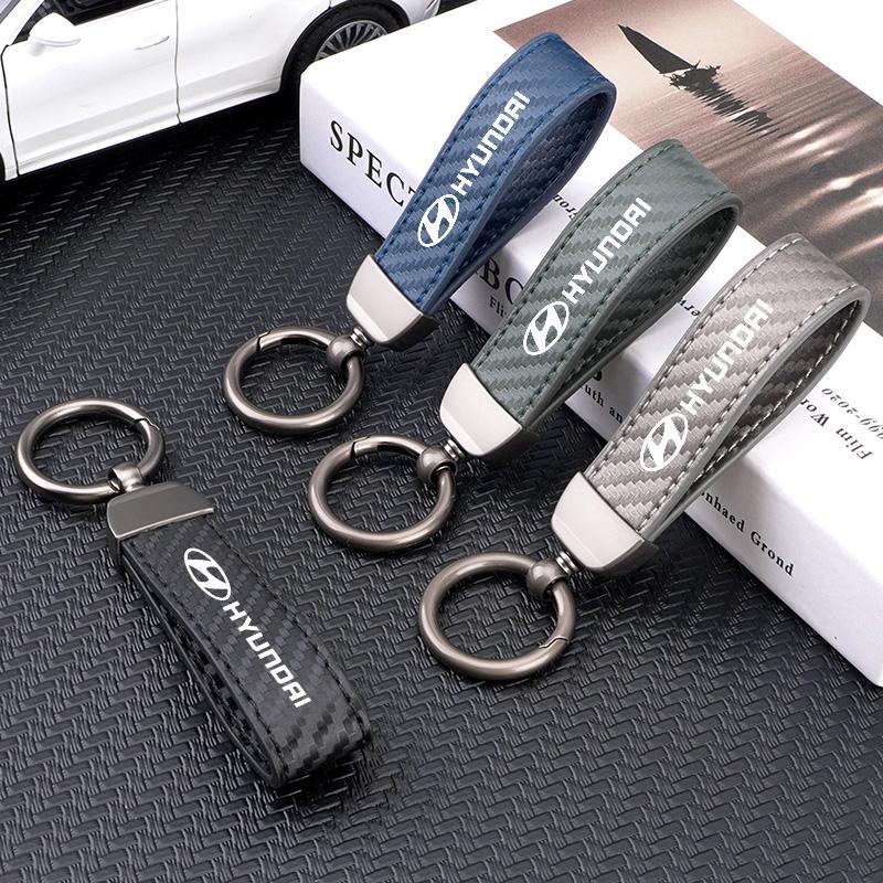 Автомобильный брелок из углеродного волокна, кожи и цинкового сплава, брелок из микрофибры для Hyundai Tucson Accent Elantra Santa fe Sonata I10 I20 I30