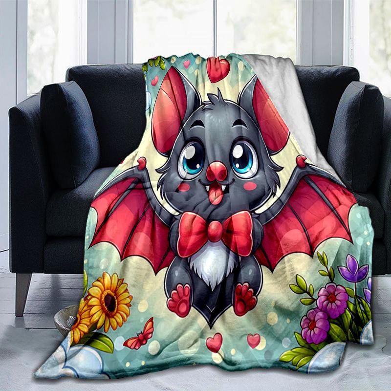 1pc Bat's Ideas Cartoon Blanket Soft Throw for Home Decor, Gift Idea, Living Room, Travel, Camping, Car Blankets