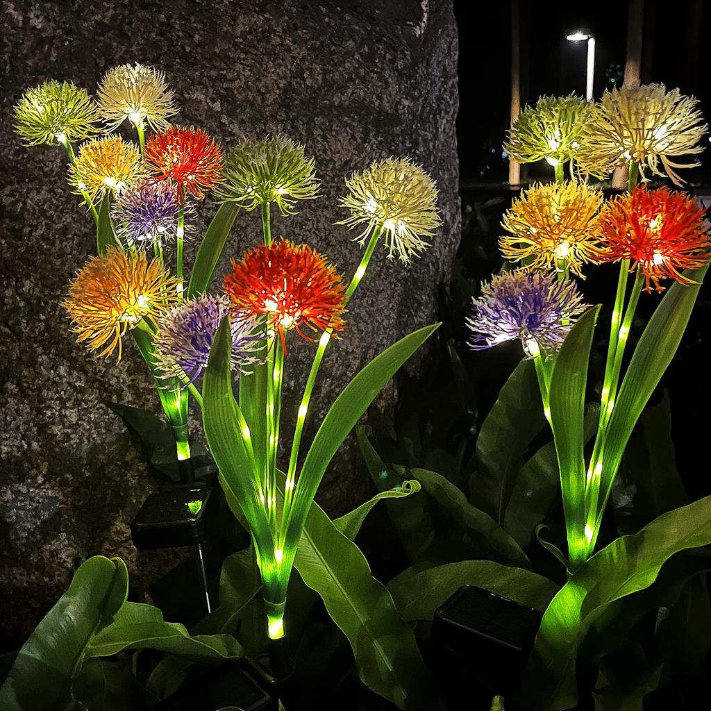 Солнечные садовые фонари, 1 упаковка разноцветных солнечных цветов одуванчика, уличный декор сада, водонепроницаемые солнечные декоративные колья, светильники для садоводства